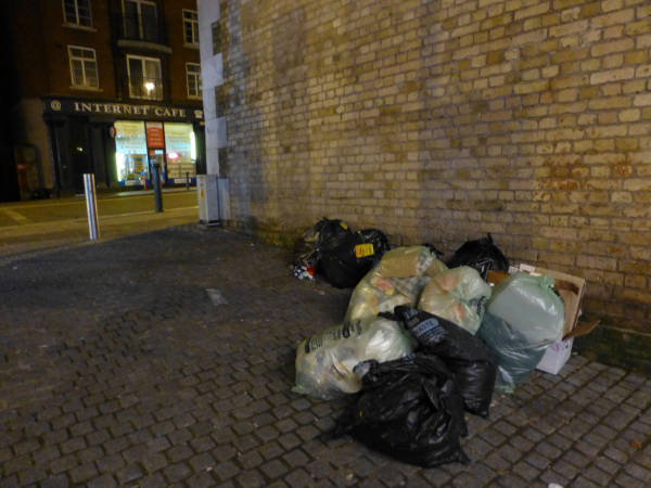 Photo of bags on Cows Lane.