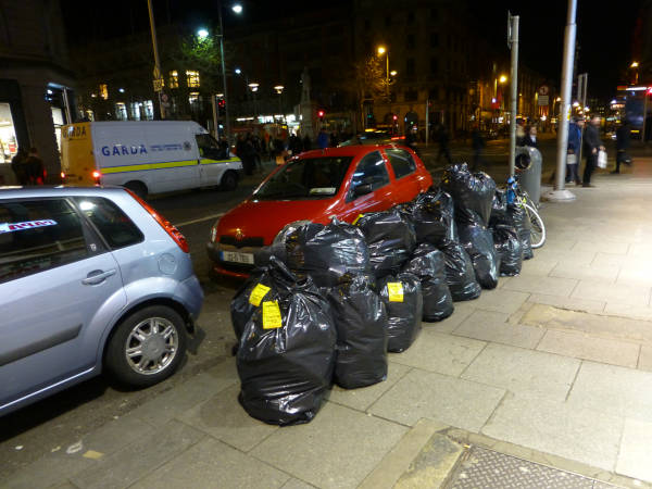 Photo of bags on Middle Abbey Street.